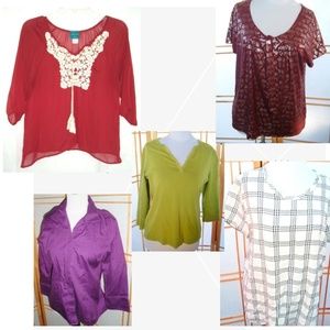 Bundle lot of 5 size large women's tops blouses